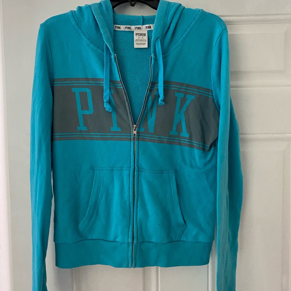 Baby Blue zip up Victoria’s Secret Pink hoodie 2000s adorable VS vintage - Picture 2 of 3